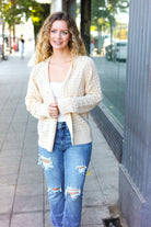 Shop Oatmeal Pointelle Button Down Cardigan-Cardigan at Ruby Joy Boutique, a Women's Clothing Store in Pickerington, Ohio