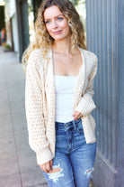 Shop Oatmeal Pointelle Button Down Cardigan-Cardigan at Ruby Joy Boutique, a Women's Clothing Store in Pickerington, Ohio