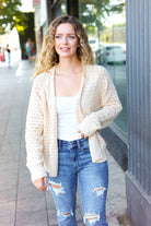 Shop Oatmeal Pointelle Button Down Cardigan-Cardigan at Ruby Joy Boutique, a Women's Clothing Store in Pickerington, Ohio