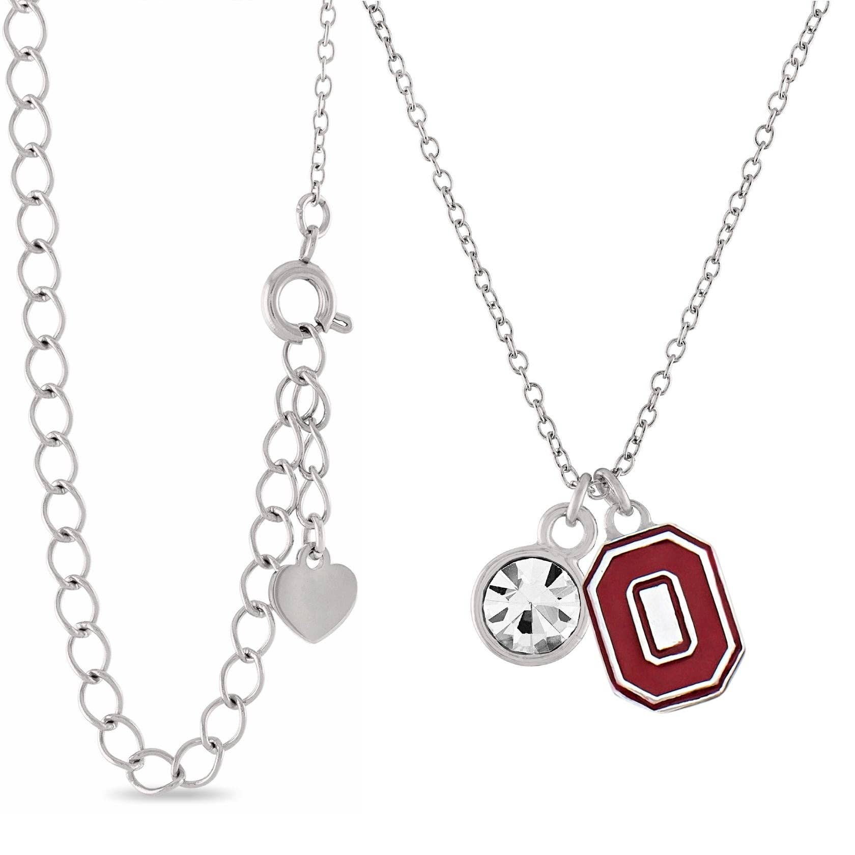 Shop Ohio State Block O Charm Necklace with Crystal- at Ruby Joy Boutique, a Women's Clothing Store in Pickerington, Ohio