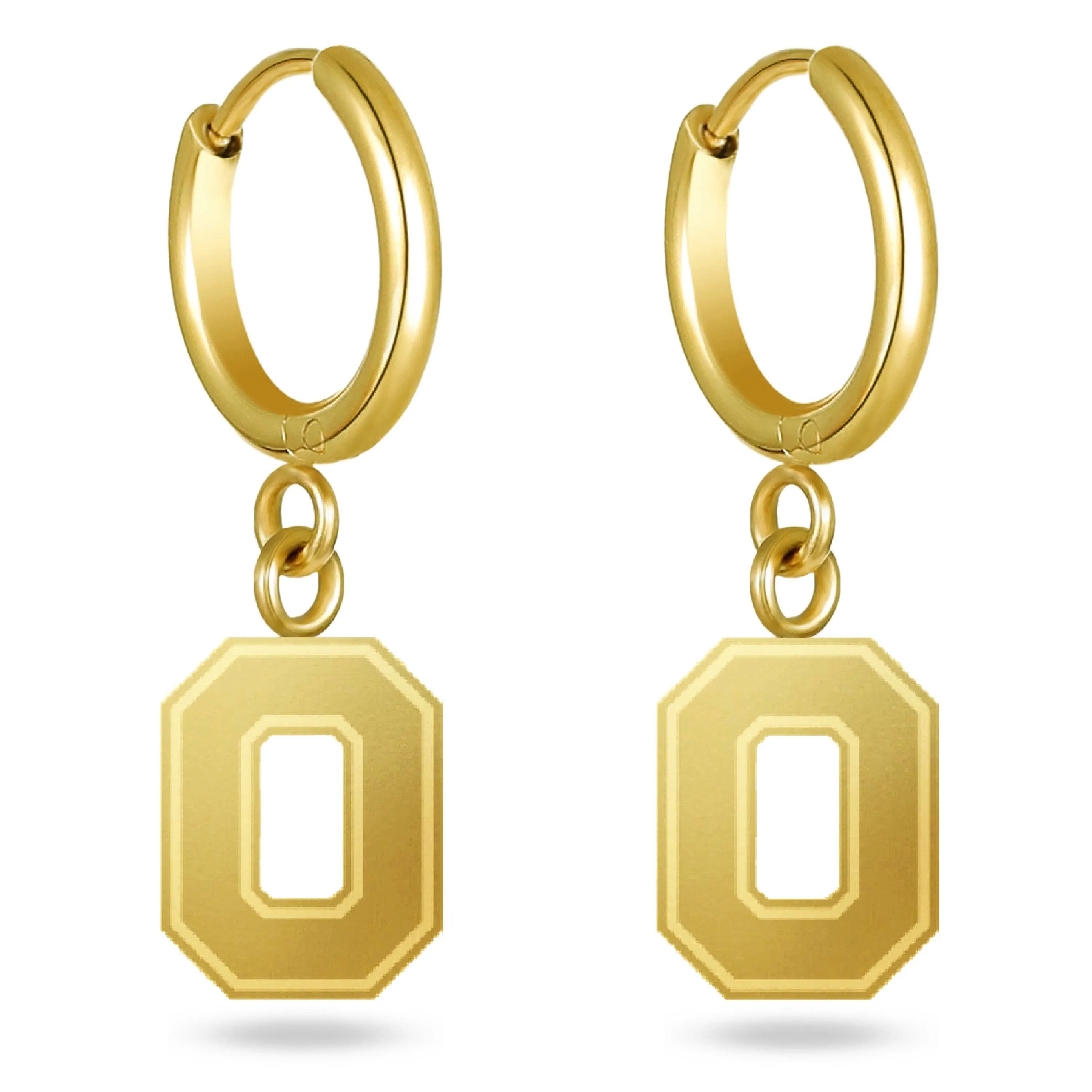 Shop Ohio State Block O Huggie Hoops - Gold- at Ruby Joy Boutique, a Women's Clothing Store in Pickerington, Ohio