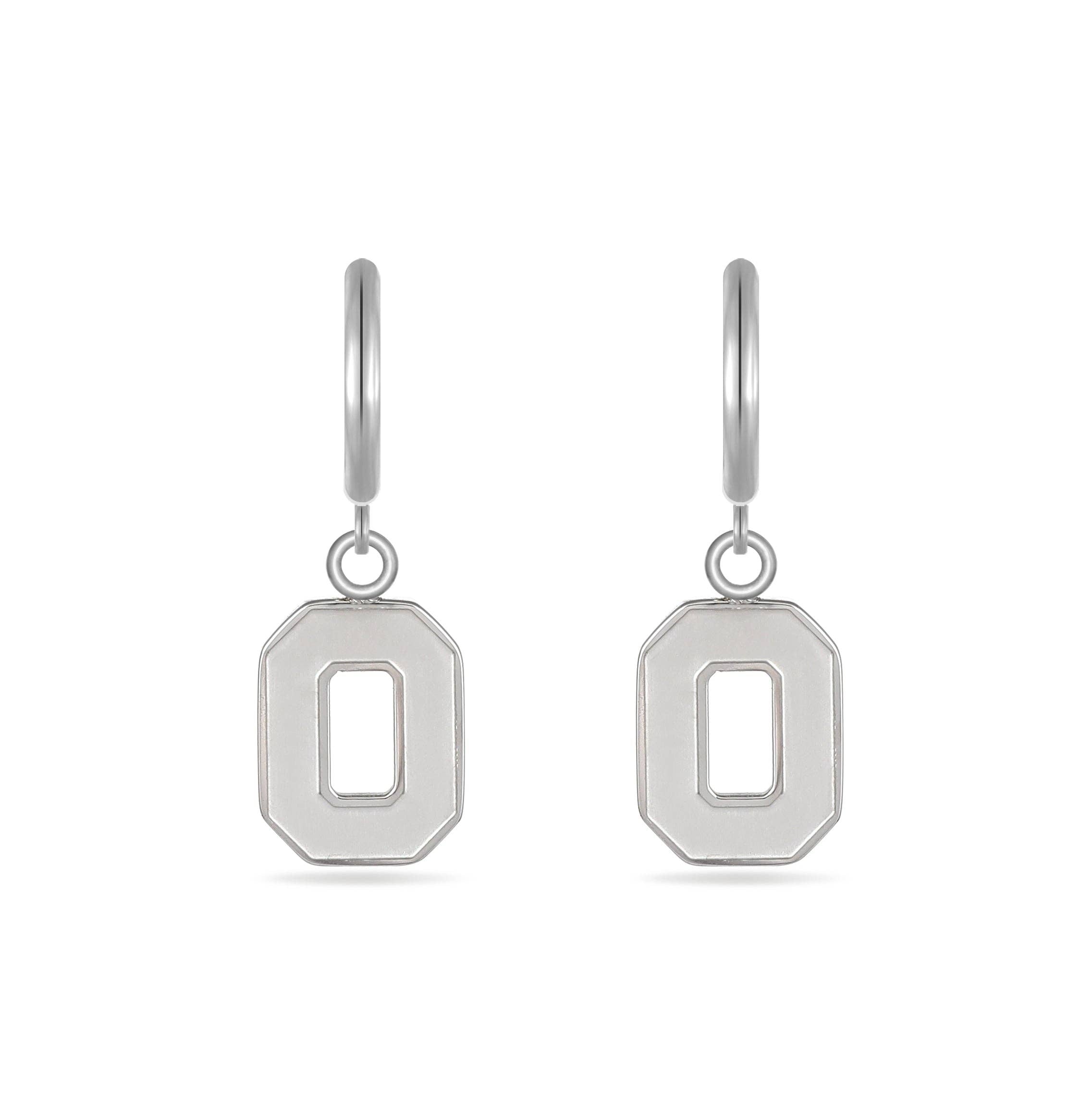 Shop Ohio State Block O Huggie Hoops - Stainless Steel- at Ruby Joy Boutique, a Women's Clothing Store in Pickerington, Ohio