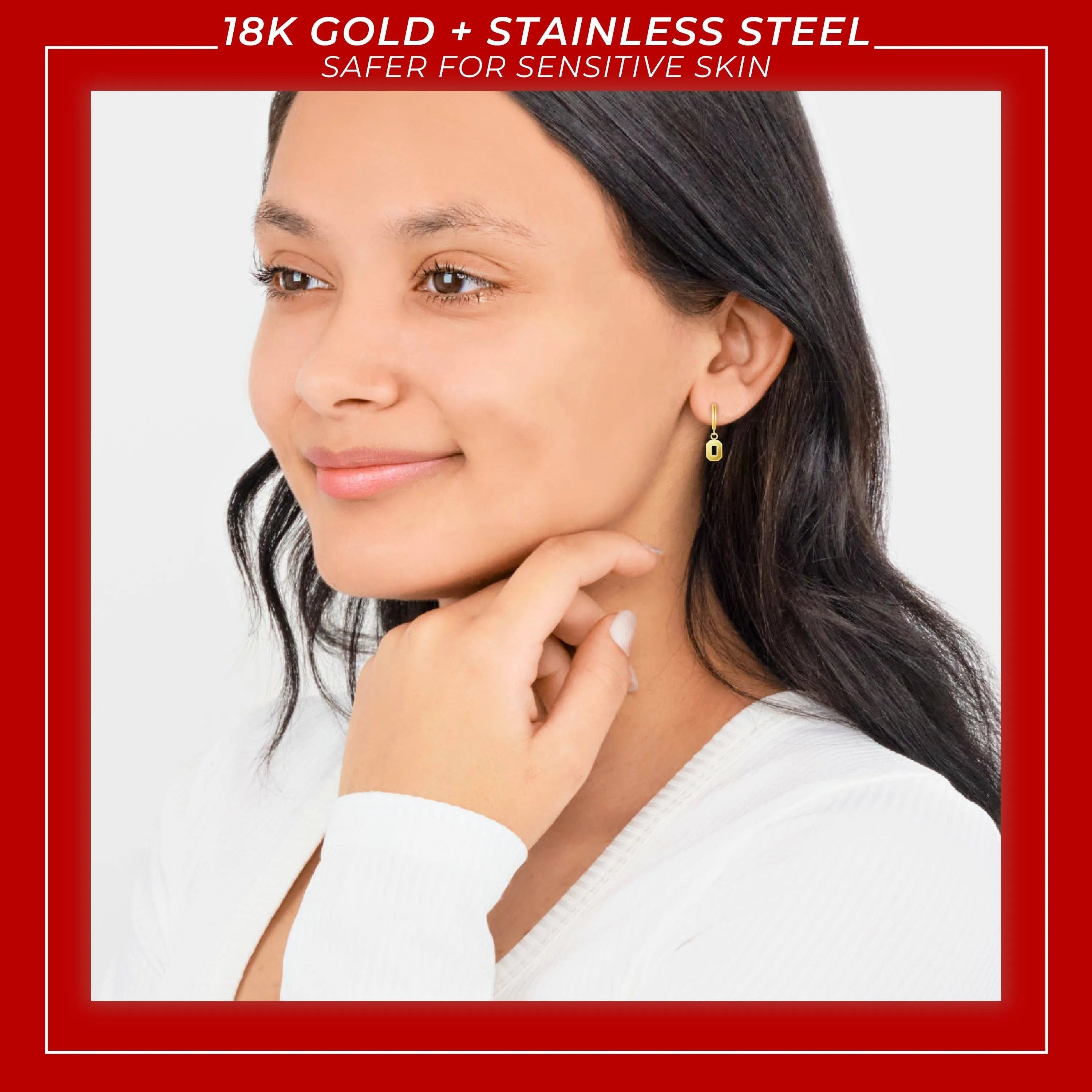 Shop Ohio State Block O Huggie Hoops - Stainless Steel- at Ruby Joy Boutique, a Women's Clothing Store in Pickerington, Ohio