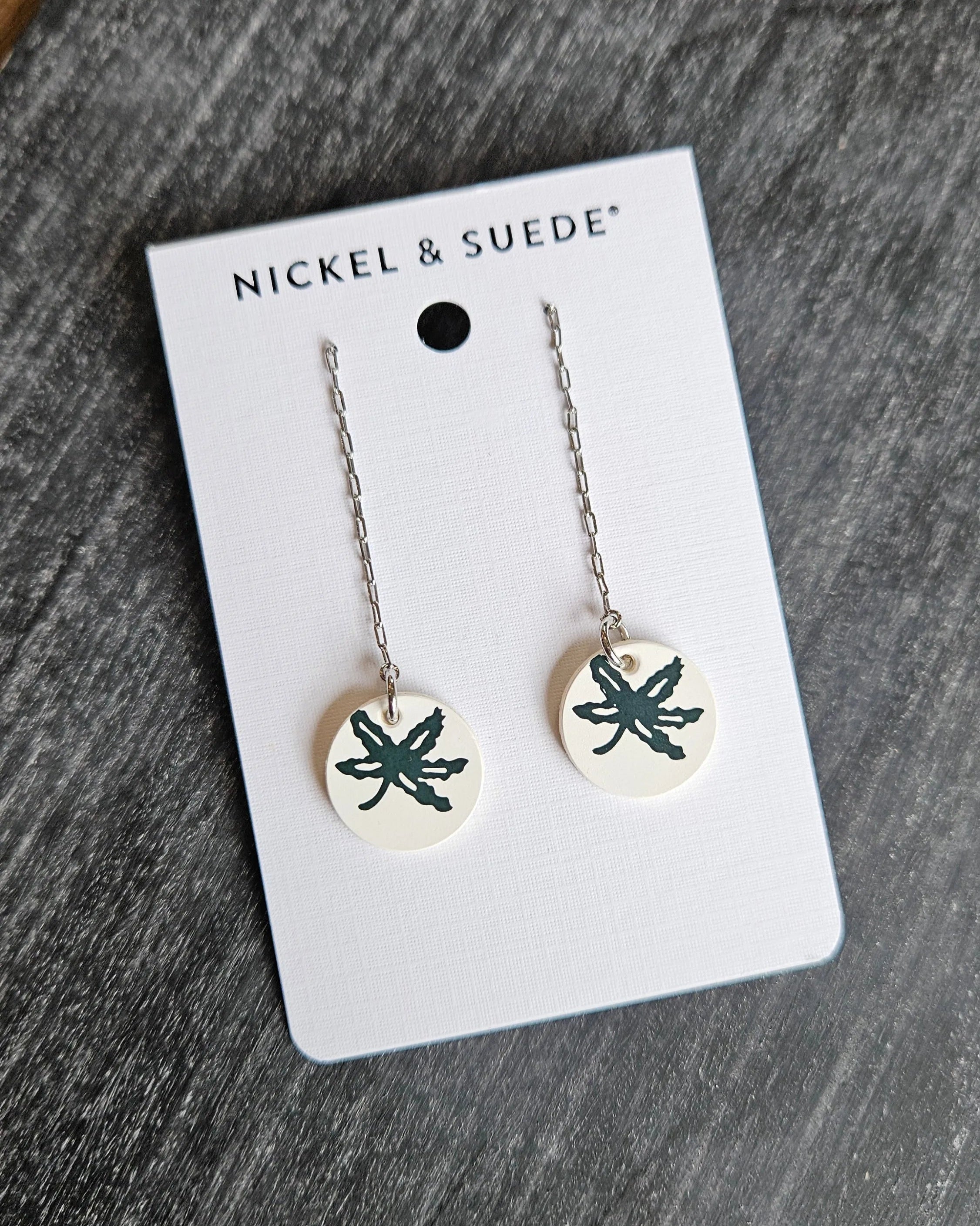 Shop Ohio State Buckeye Threader Earrings- at Ruby Joy Boutique, a Women's Clothing Store in Pickerington, Ohio