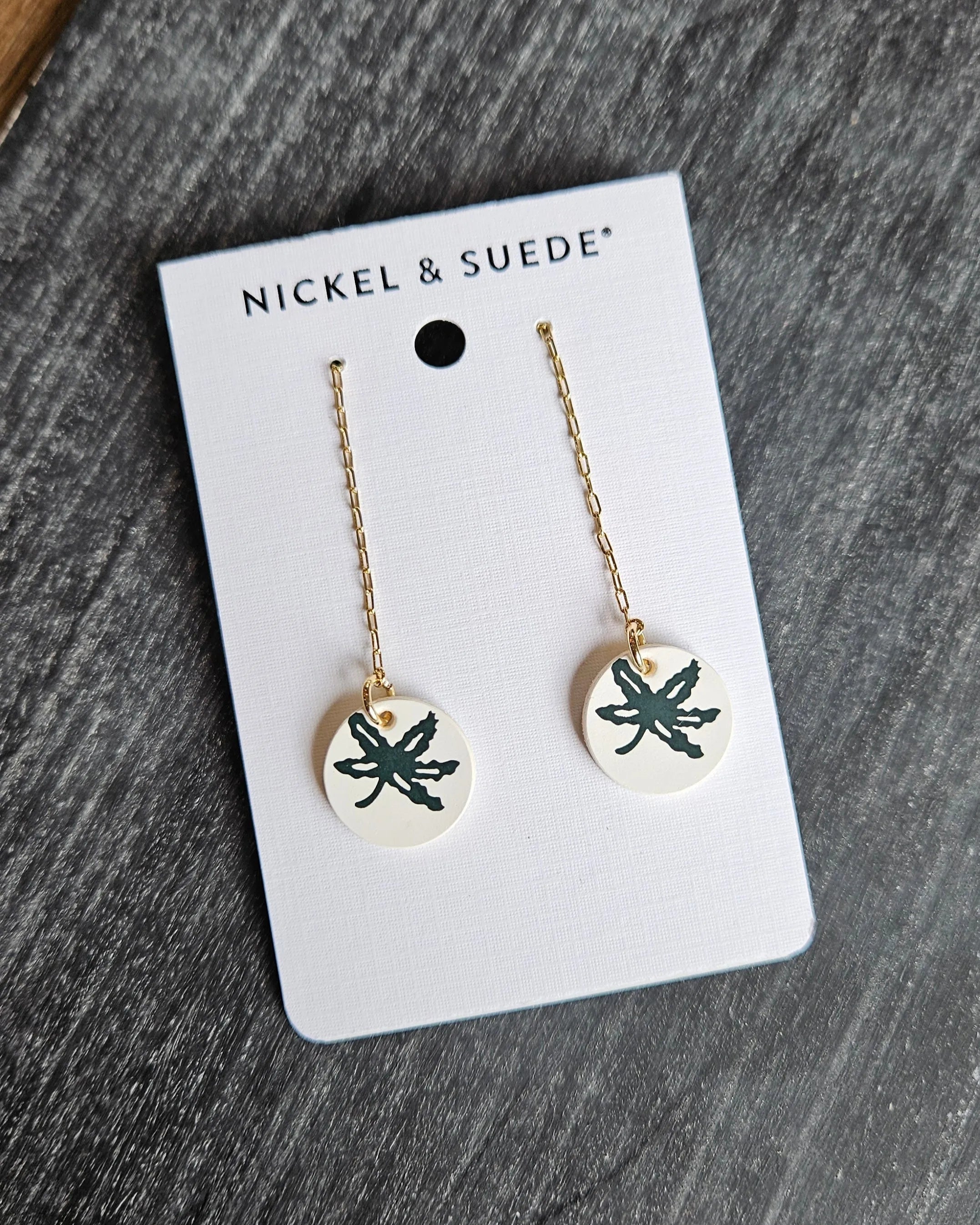 Shop Ohio State Buckeye Threader Earrings- at Ruby Joy Boutique, a Women's Clothing Store in Pickerington, Ohio