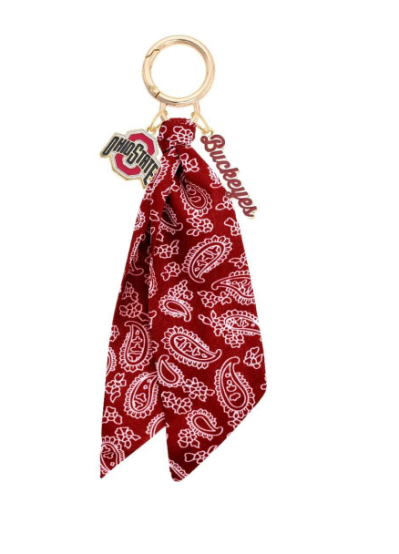 Shop Ohio State Buckeyes Logo Bandana Bag Charm- at Ruby Joy Boutique, a Women's Clothing Store in Pickerington, Ohio