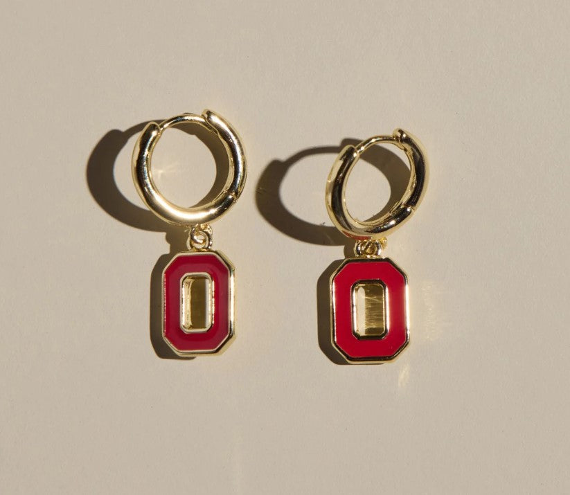 Shop Ohio State Logo Charm Huggie Earrings-Earrings at Ruby Joy Boutique, a Women's Clothing Store in Pickerington, Ohio