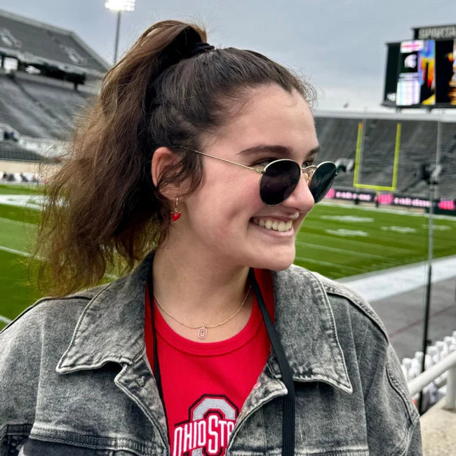 Shop Ohio State Logo Charm Necklace- at Ruby Joy Boutique, a Women's Clothing Store in Pickerington, Ohio