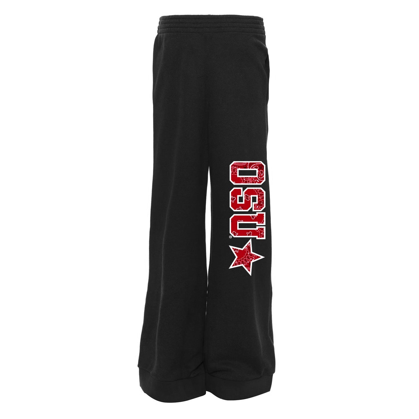Shop Ohio State OSU Buckeyes Bandana Flare Sweatpants- at Ruby Joy Boutique, a Women's Clothing Store in Pickerington, Ohio