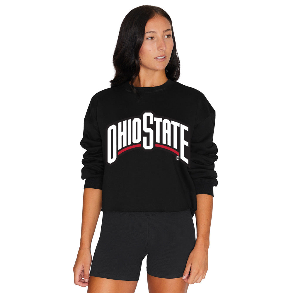 Shop Ohio State OSU Buckeyes Black Crewneck- at Ruby Joy Boutique, a Women's Clothing Store in Pickerington, Ohio