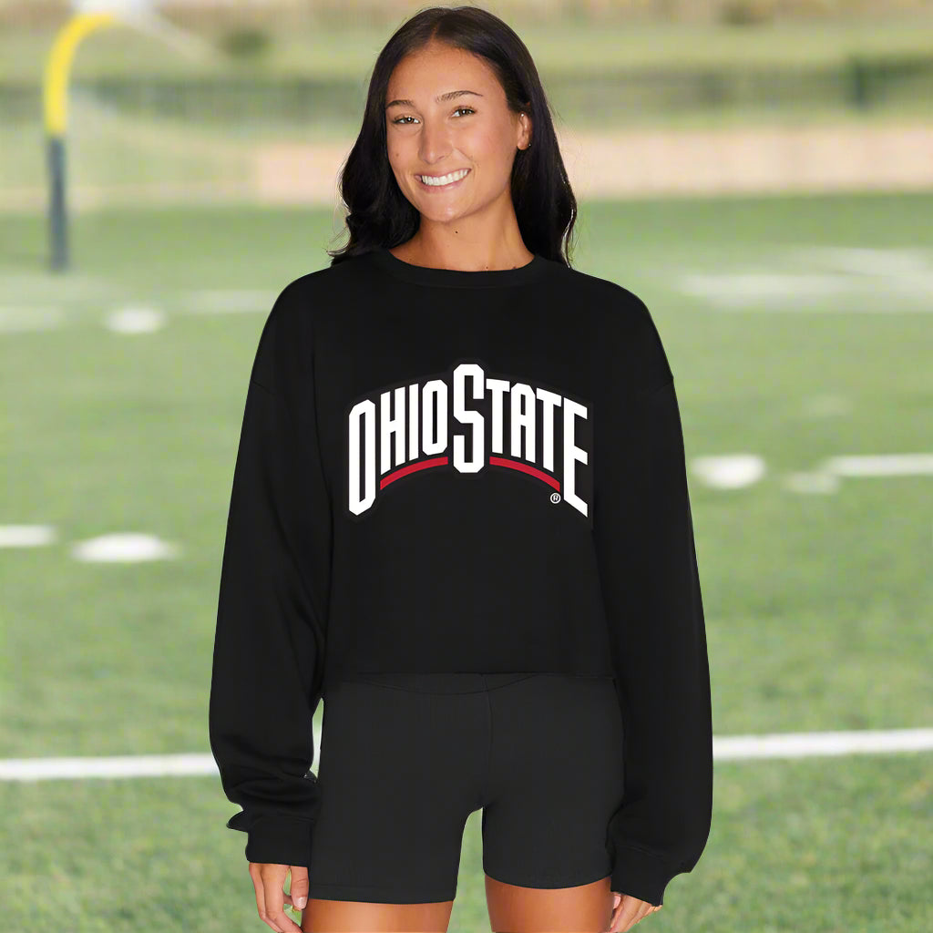 Shop Ohio State OSU Buckeyes Black Crewneck- at Ruby Joy Boutique, a Women's Clothing Store in Pickerington, Ohio