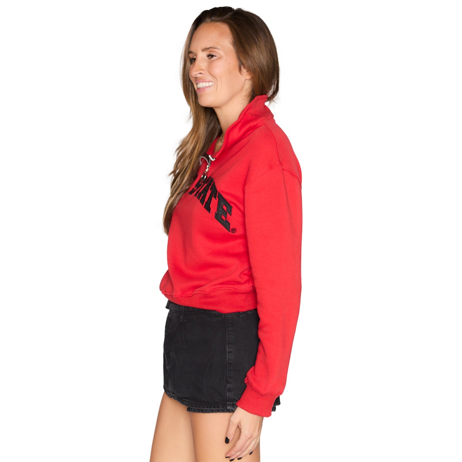 Shop Ohio State OSU Buckeyes Quarter Zip Sweatshirt- at Ruby Joy Boutique, a Women's Clothing Store in Pickerington, Ohio