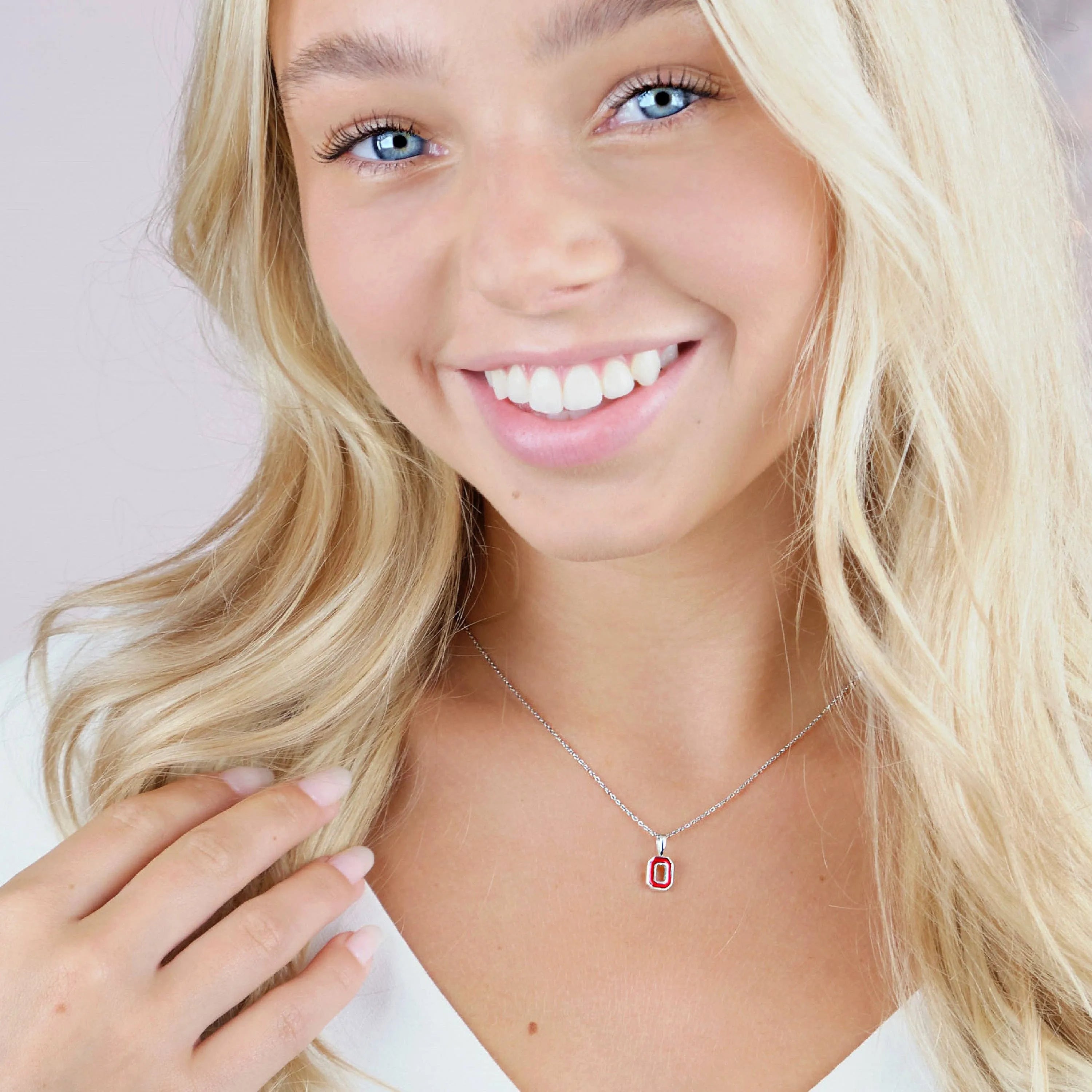 Shop Ohio State Petite Block O Necklace- at Ruby Joy Boutique, a Women's Clothing Store in Pickerington, Ohio