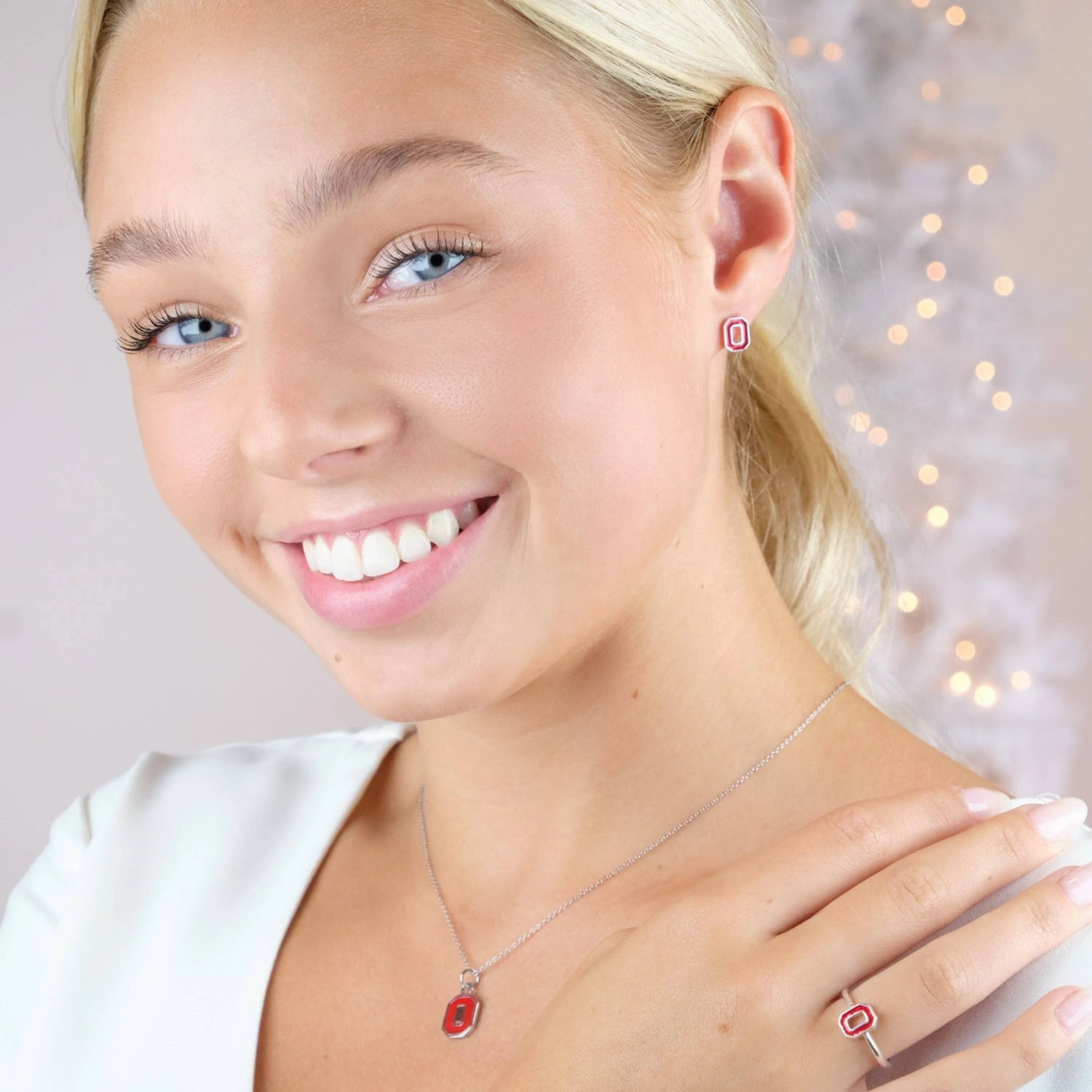 Shop Ohio State Petite Block O Stud Earrings- at Ruby Joy Boutique, a Women's Clothing Store in Pickerington, Ohio