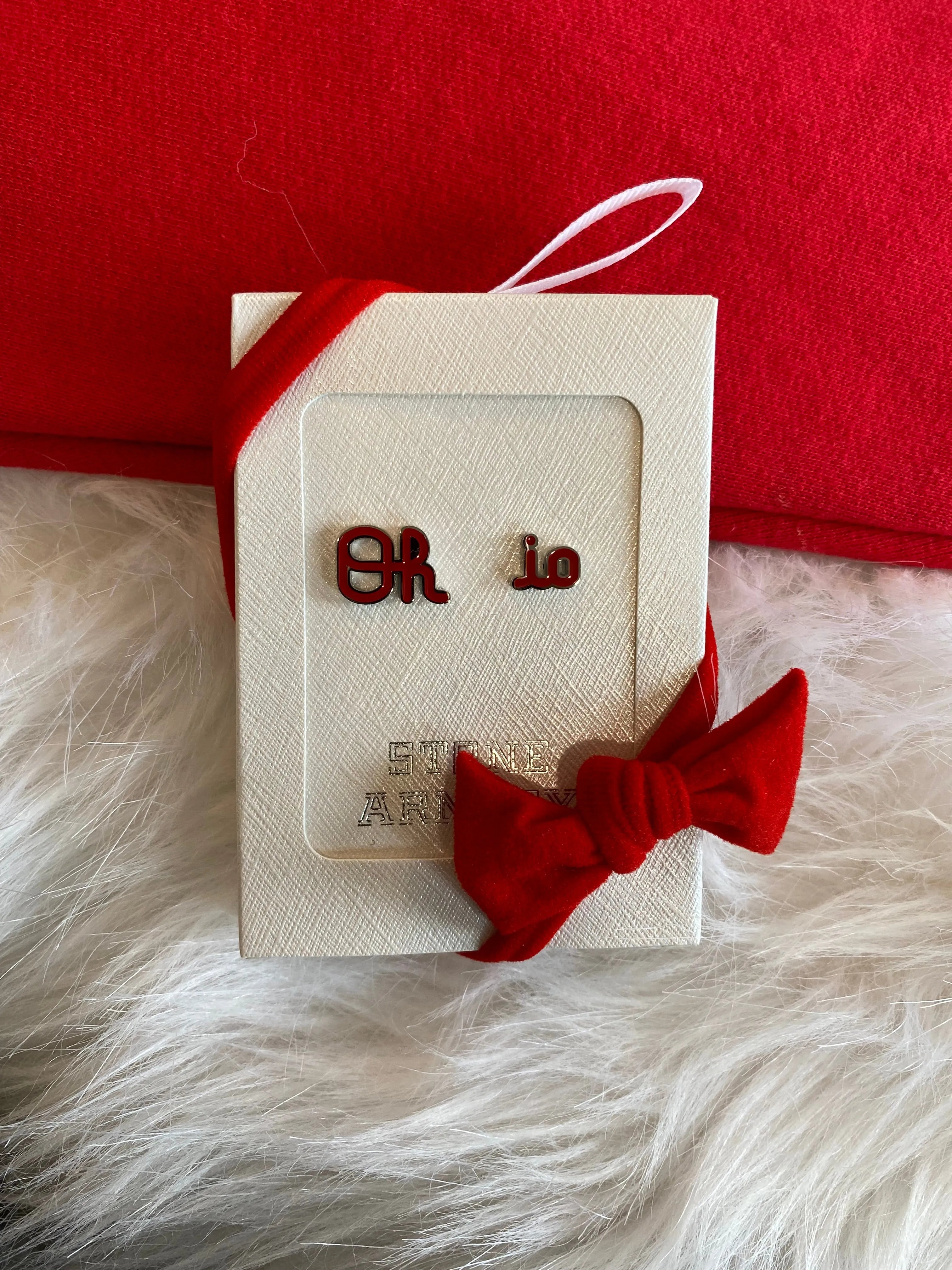 Shop Ohio State Script Oh-io Stud Earrings- at Ruby Joy Boutique, a Women's Clothing Store in Pickerington, Ohio