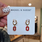 Shop Ohio State Logo Charm Huggie Earrings-Earrings at Ruby Joy Boutique, a Women's Clothing Store in Pickerington, Ohio