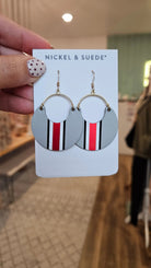 Shop Ohio State®️ Helmet Strip Nina Earrings-Earrings at Ruby Joy Boutique, a Women's Clothing Store in Pickerington, Ohio