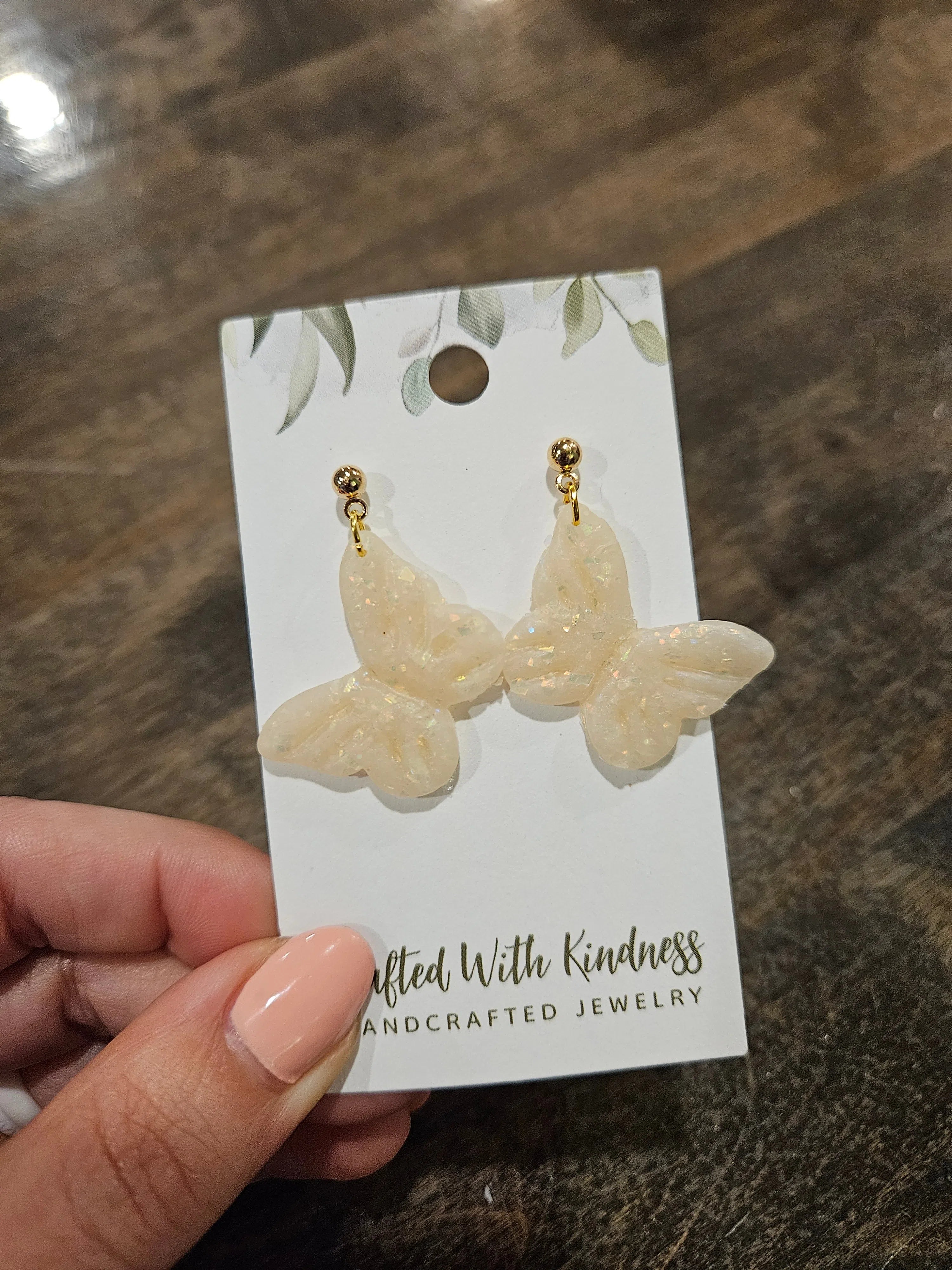 Shop Opalescent Butterfly Dangle Earrings-Earrings at Ruby Joy Boutique, a Women's Clothing Store in Pickerington, Ohio