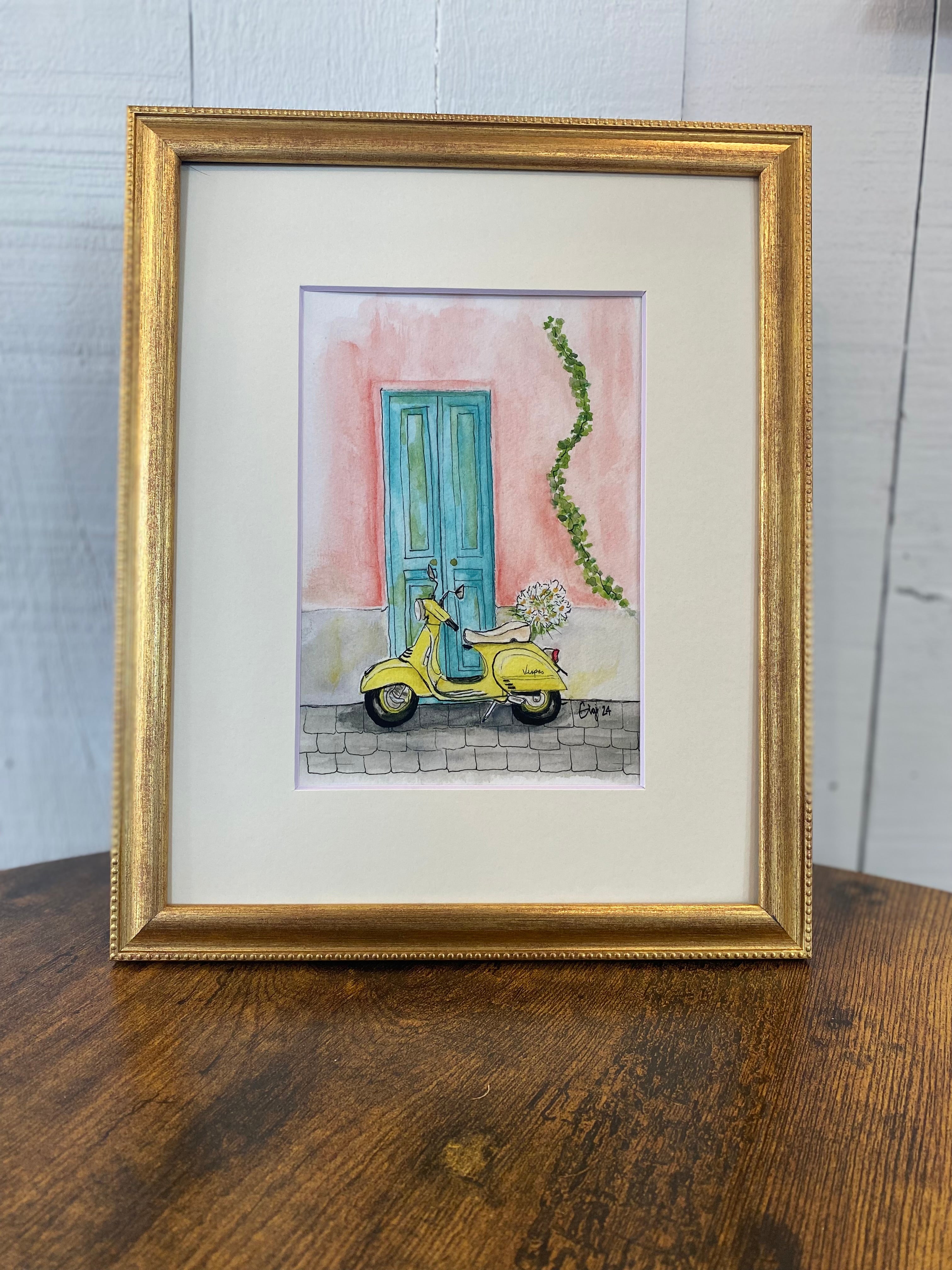 Shop Original Watercolor Prints-Vespa at Ruby Joy Boutique, a Women's Clothing Store in Pickerington, Ohio