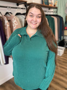 Shop Oversized Ribbed Long Sleeve - Hunter Green- at Ruby Joy Boutique, a Women's Clothing Store in Pickerington, Ohio