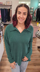Shop Oversized Ribbed Long Sleeve - Hunter Green- at Ruby Joy Boutique, a Women's Clothing Store in Pickerington, Ohio