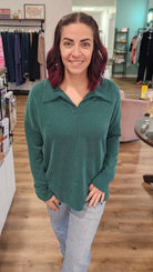 Shop Oversized Ribbed Long Sleeve - Hunter Green- at Ruby Joy Boutique, a Women's Clothing Store in Pickerington, Ohio