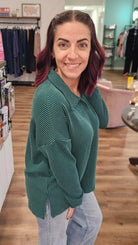 Shop Oversized Ribbed Long Sleeve - Hunter Green- at Ruby Joy Boutique, a Women's Clothing Store in Pickerington, Ohio