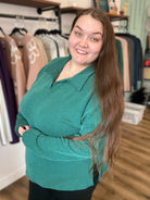 Shop Oversized Ribbed Long Sleeve - Hunter Green- at Ruby Joy Boutique, a Women's Clothing Store in Pickerington, Ohio