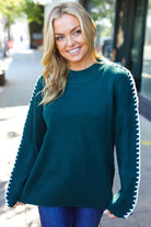 Shop Oversized Sweater with Sleeve Stitch Detail- at Ruby Joy Boutique, a Women's Clothing Store in Pickerington, Ohio