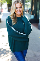 Shop Oversized Sweater with Sleeve Stitch Detail- at Ruby Joy Boutique, a Women's Clothing Store in Pickerington, Ohio