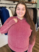 Shop Oversized Washed Sweater - Cabernet- at Ruby Joy Boutique, a Women's Clothing Store in Pickerington, Ohio