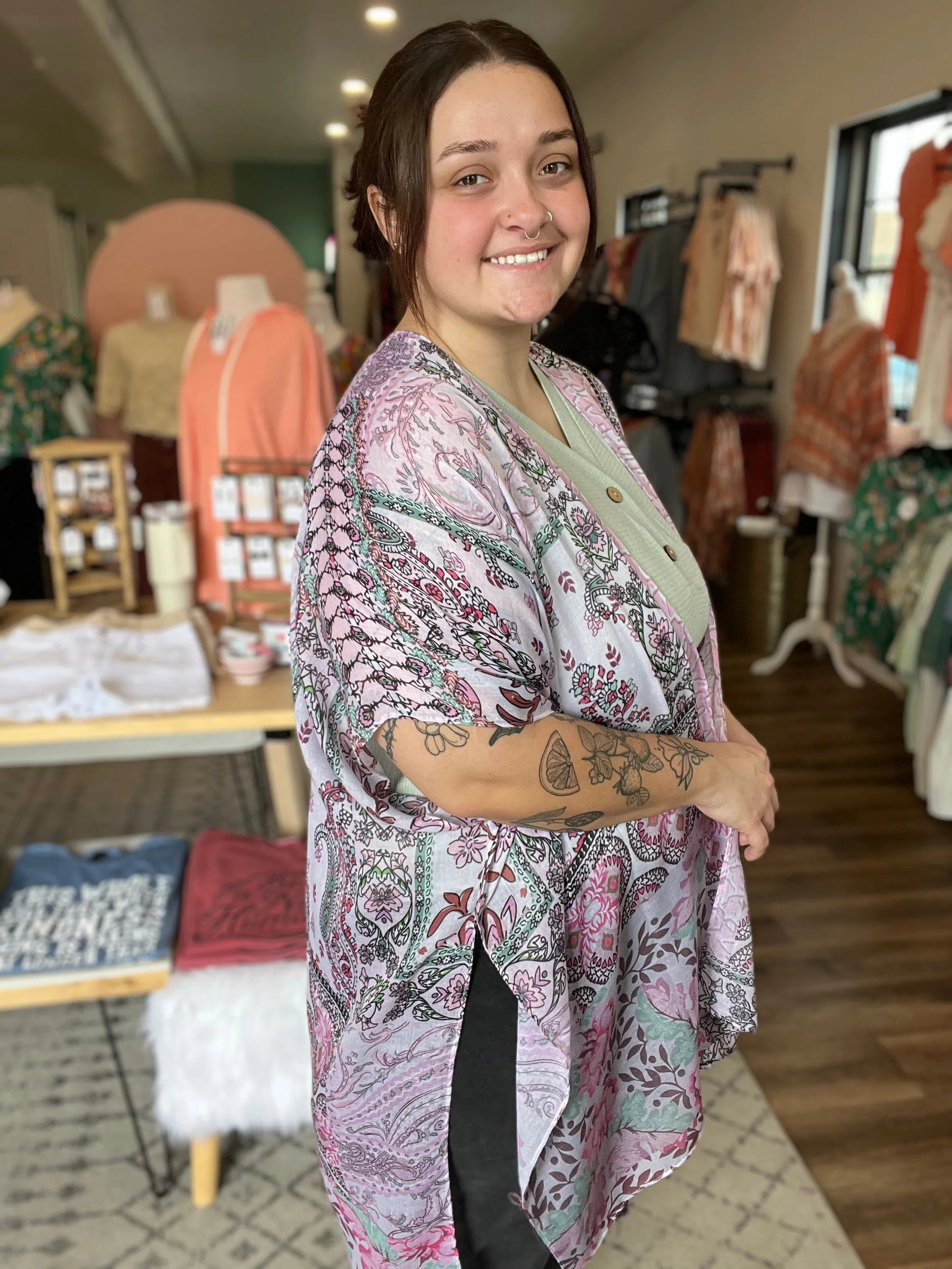 Shop Paisley Floral Print Kimono-Kimonos at Ruby Joy Boutique, a Women's Clothing Store in Pickerington, Ohio