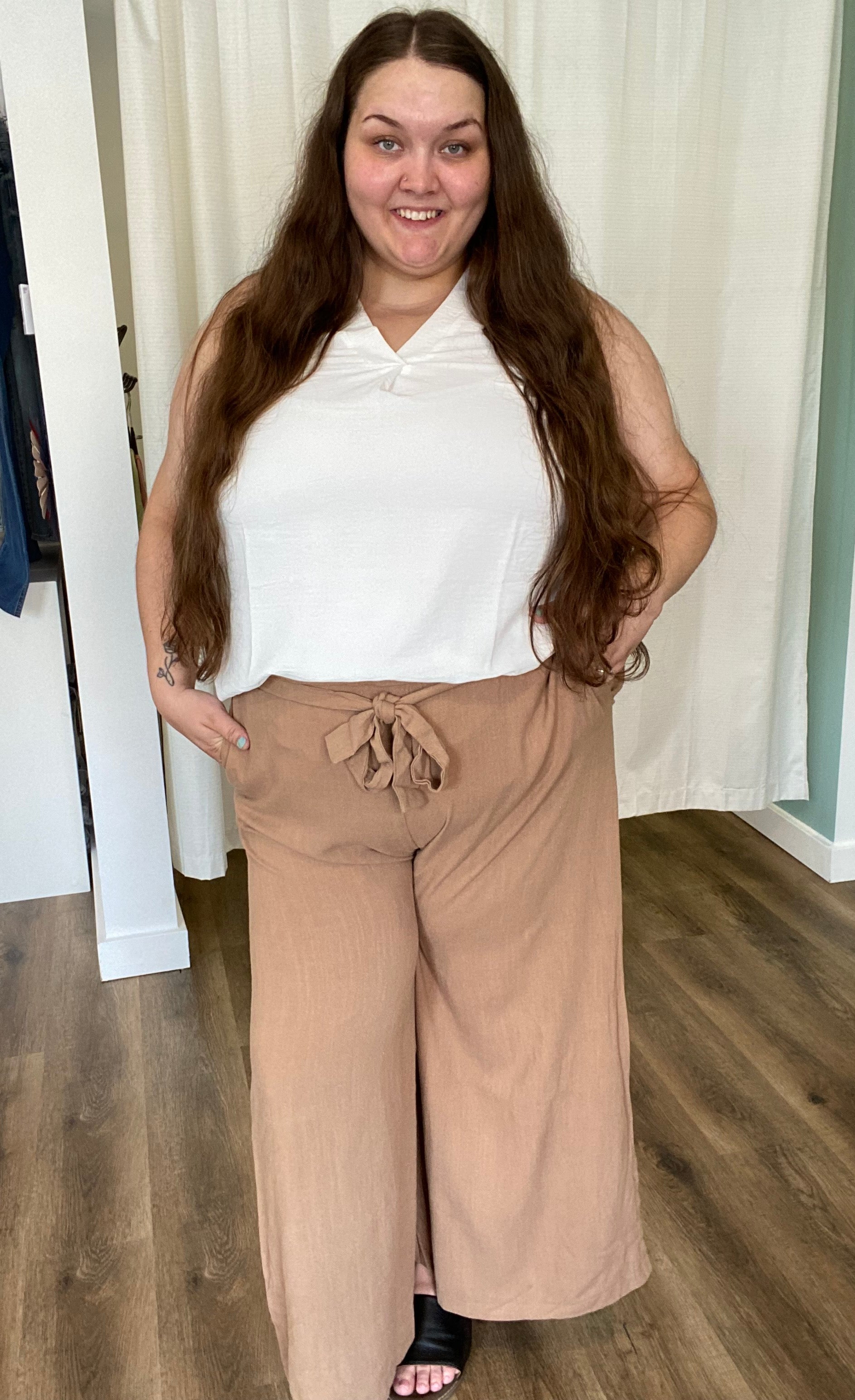 Paperbag Waist Wide leg Pants Mocha Ruby Joy Boutique