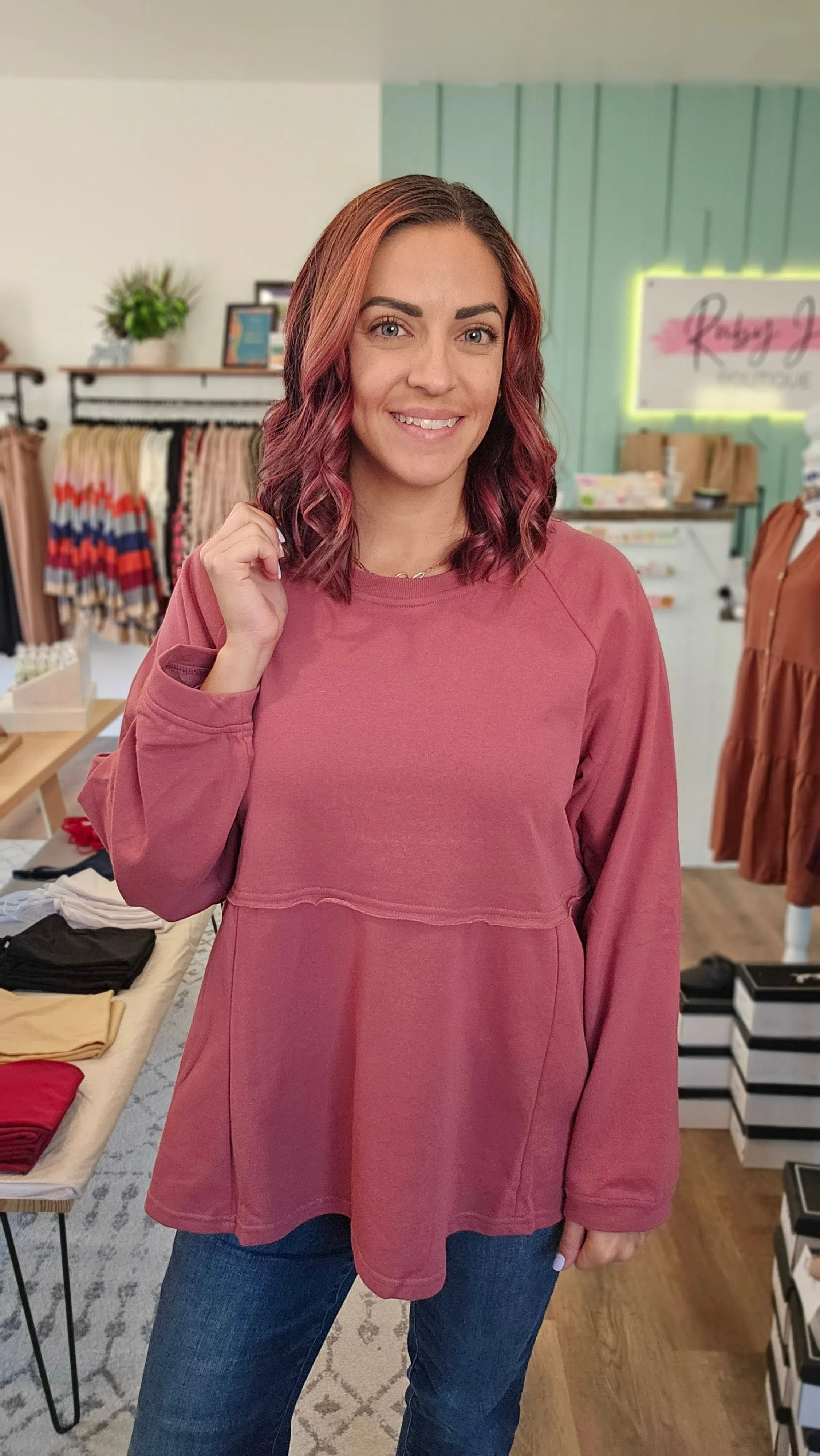 Shop Parker Babydoll Top-Shirts & Tops at Ruby Joy Boutique, a Women's Clothing Store in Pickerington, Ohio