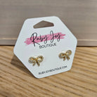 Shop Pave Bow Stud Earrings-Huggie Earrings at Ruby Joy Boutique, a Women's Clothing Store in Pickerington, Ohio