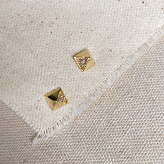 Shop Pavé Pyramid Stud Earrings - 18k Gold Filled-Earrings at Ruby Joy Boutique, a Women's Clothing Store in Pickerington, Ohio