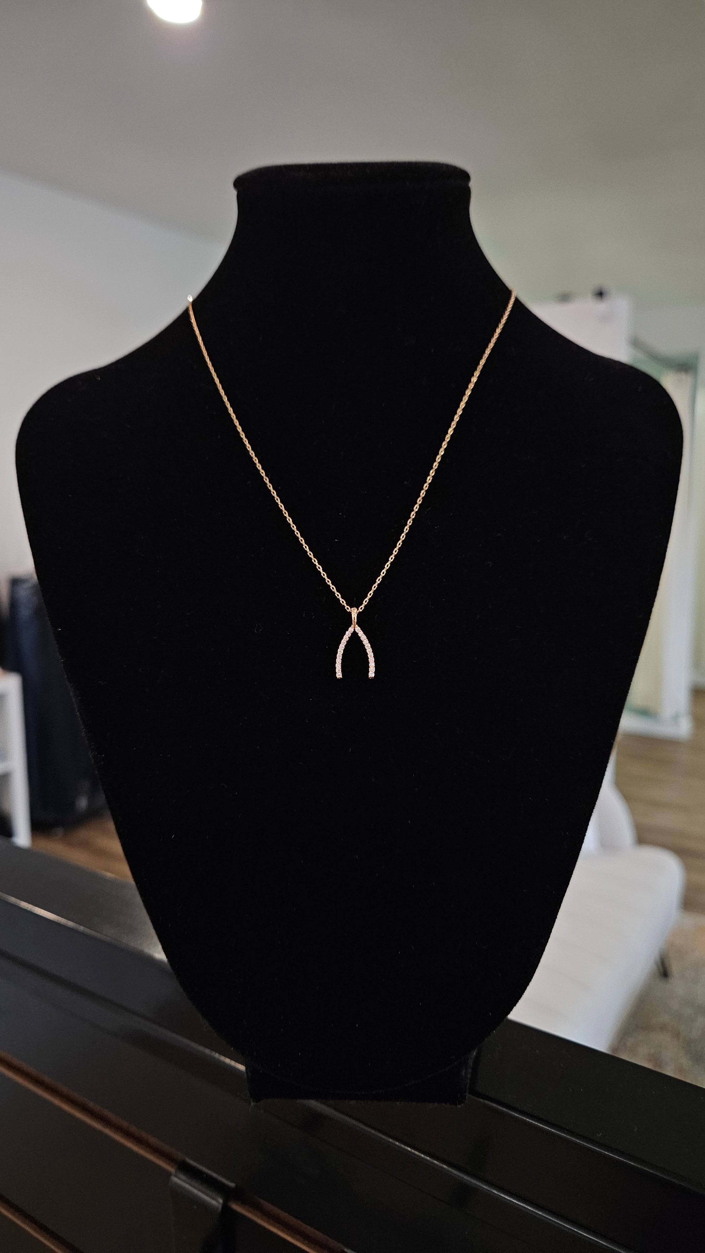 Shop Pave Wishbone Necklace-Necklaces at Ruby Joy Boutique, a Women's Clothing Store in Pickerington, Ohio
