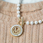 Shop Pearl Chain Radiant Initial Necklace- at Ruby Joy Boutique, a Women's Clothing Store in Pickerington, Ohio