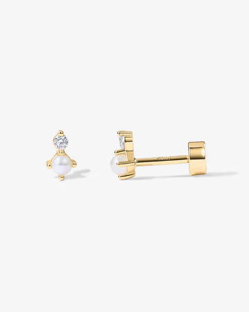 Shop Pearl & Crystal Flat Back Stud Earrings-Earrings at Ruby Joy Boutique, a Women's Clothing Store in Pickerington, Ohio