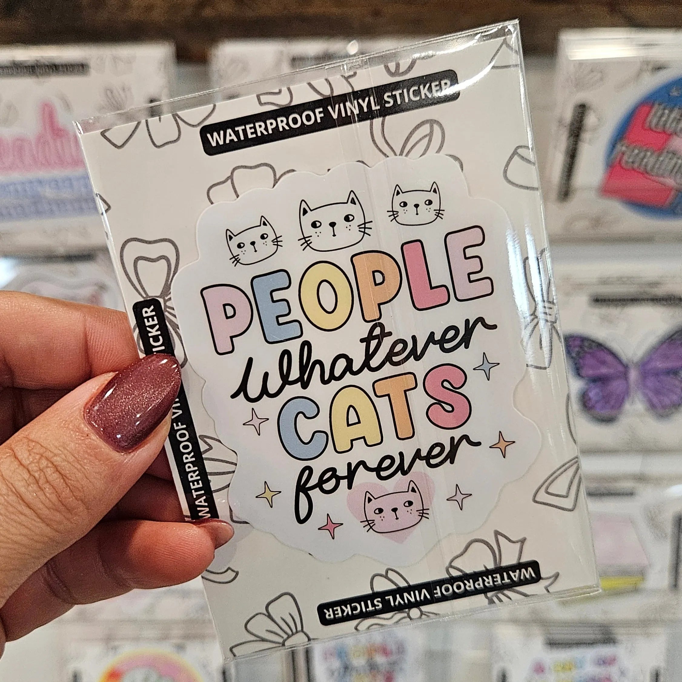 Shop People Whatever Cats Forever | Waterproof Vinyl Sticker- at Ruby Joy Boutique, a Women's Clothing Store in Pickerington, Ohio