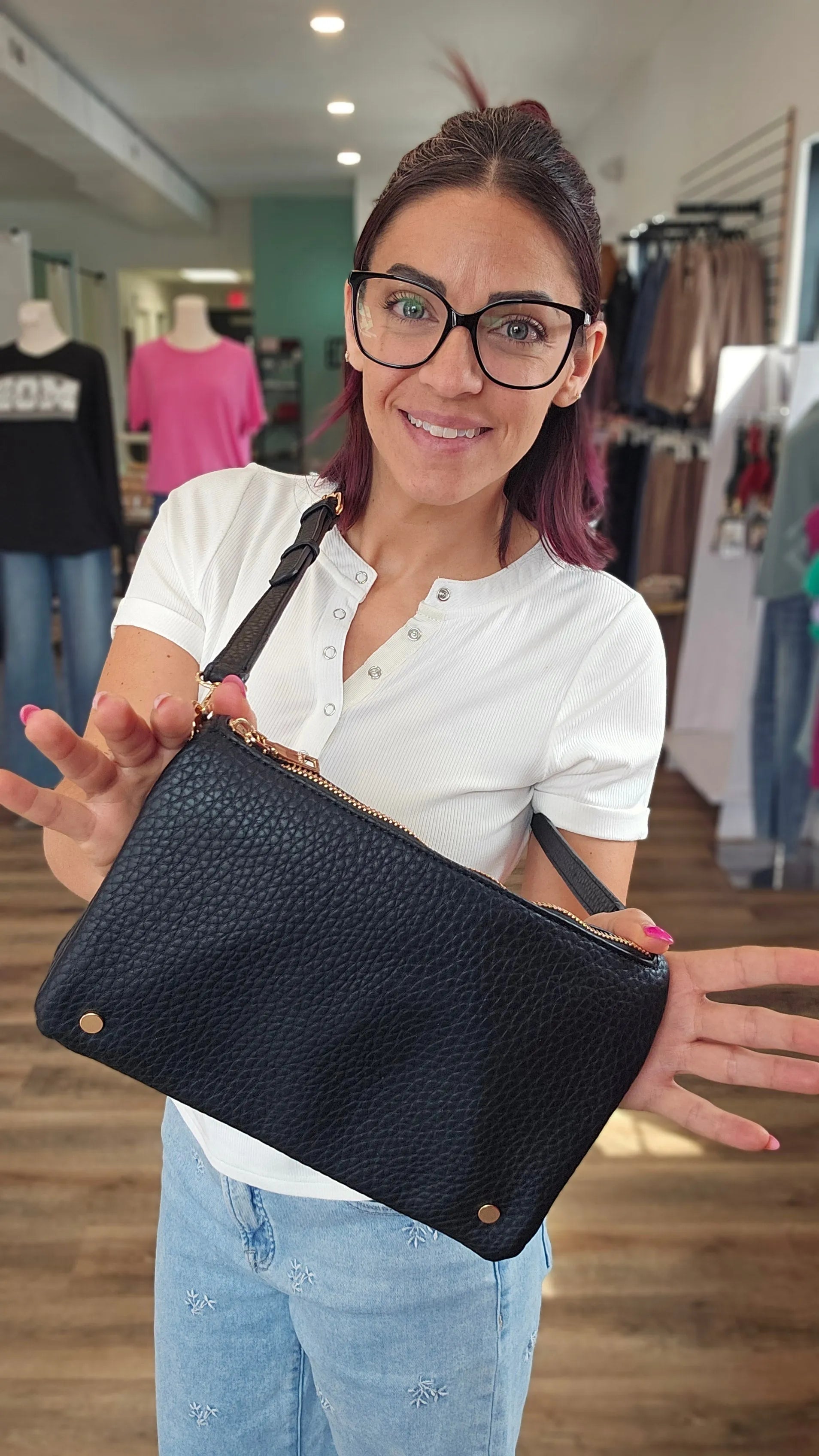 Shop Phiona Studded Crossbody | Black- at Ruby Joy Boutique, a Women's Clothing Store in Pickerington, Ohio