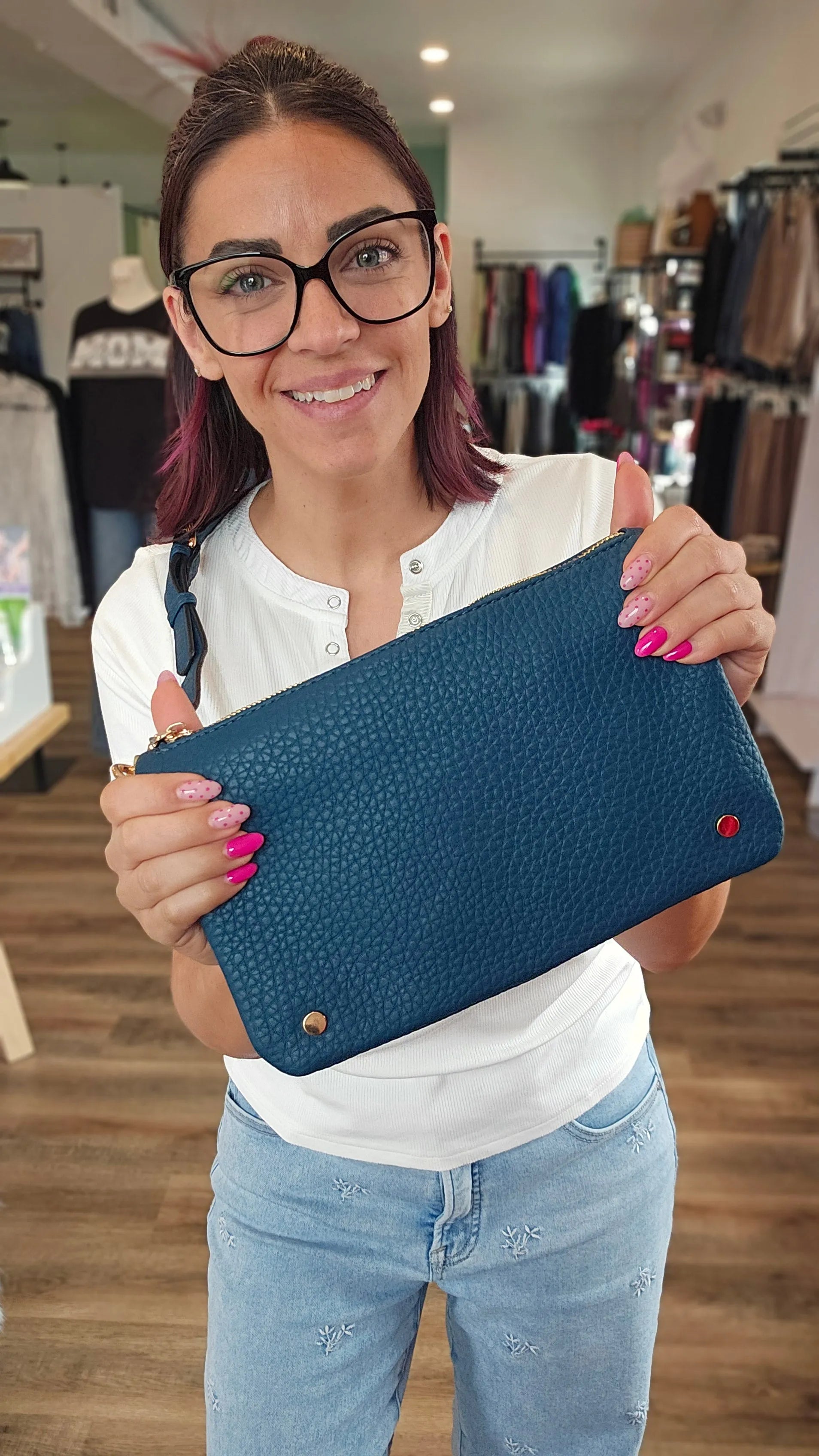 Shop Phiona Studded Crossbody | Peacock- at Ruby Joy Boutique, a Women's Clothing Store in Pickerington, Ohio