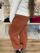 Shop Willa Straight Leg Pants with Pockets - Cinnamon-Pants at Ruby Joy Boutique, a Women's Clothing Store in Pickerington, Ohio