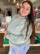 Shop Pigment Dyed Hoodie - Sage- at Ruby Joy Boutique, a Women's Clothing Store in Pickerington, Ohio