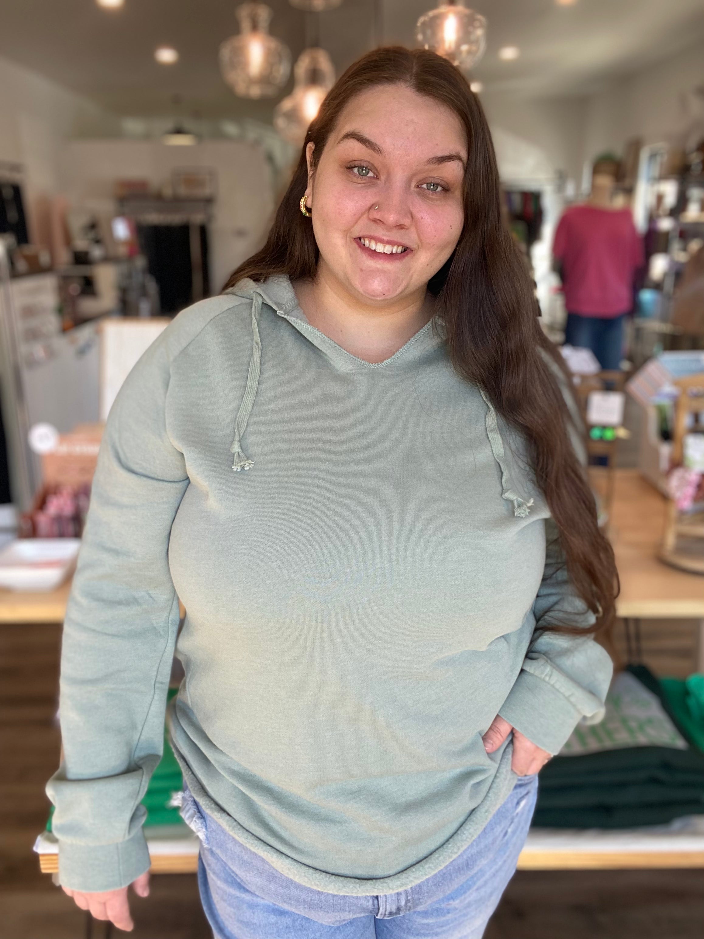 Shop Pigment Dyed Hoodie - Sage- at Ruby Joy Boutique, a Women's Clothing Store in Pickerington, Ohio