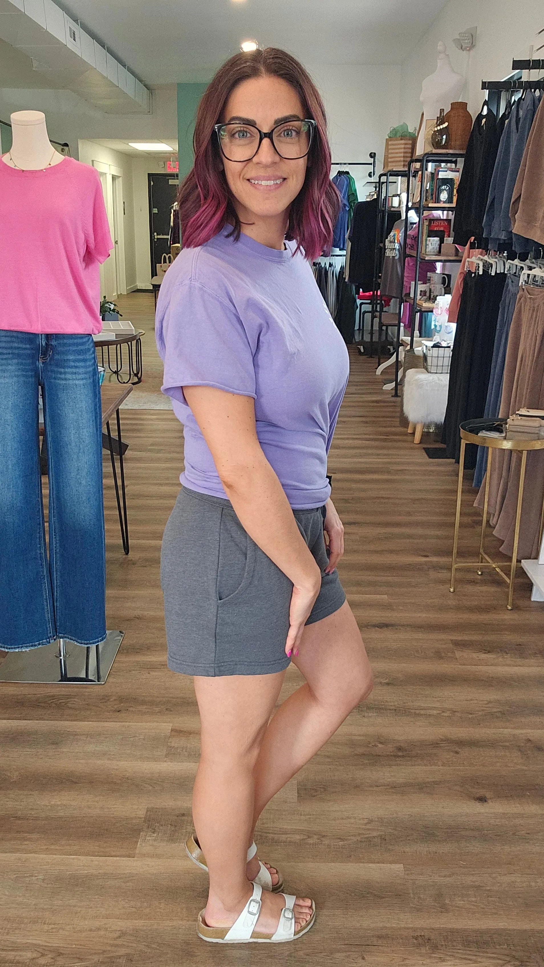 Shop Pigment Dyed Shorts - Gray- at Ruby Joy Boutique, a Women's Clothing Store in Pickerington, Ohio
