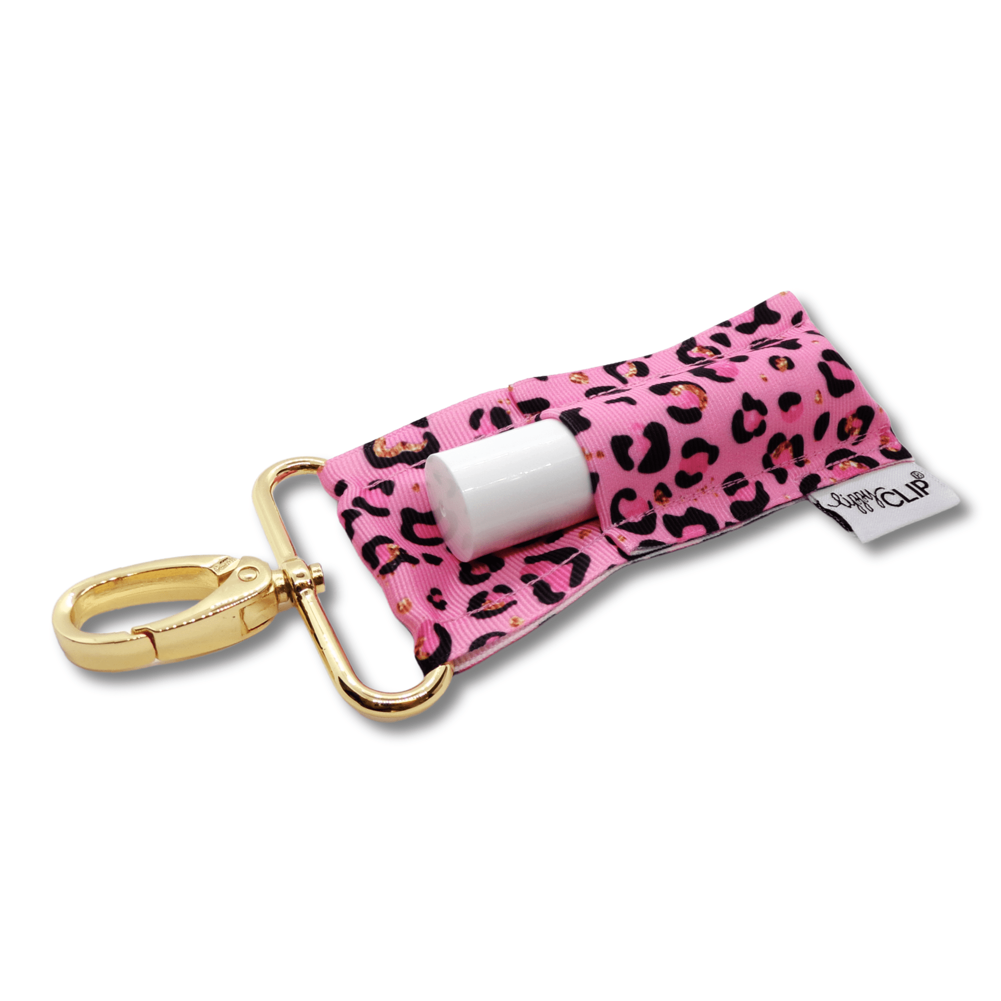 Shop Pink Leopard LippyClip® KISS for larger lip balms-Keychains at Ruby Joy Boutique, a Women's Clothing Store in Pickerington, Ohio