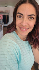 Shop Pointelle Knit Short Sleeve Sweater - Mint- at Ruby Joy Boutique, a Women's Clothing Store in Pickerington, Ohio