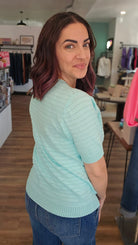 Shop Pointelle Knit Short Sleeve Sweater - Mint- at Ruby Joy Boutique, a Women's Clothing Store in Pickerington, Ohio