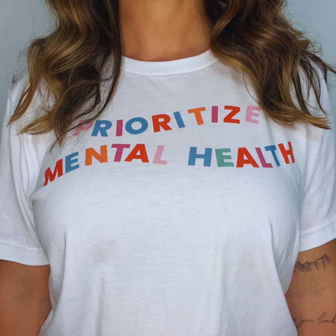 Shop Prioritize Mental Health Classic Tee | Kind Cotton- at Ruby Joy Boutique, a Women's Clothing Store in Pickerington, Ohio